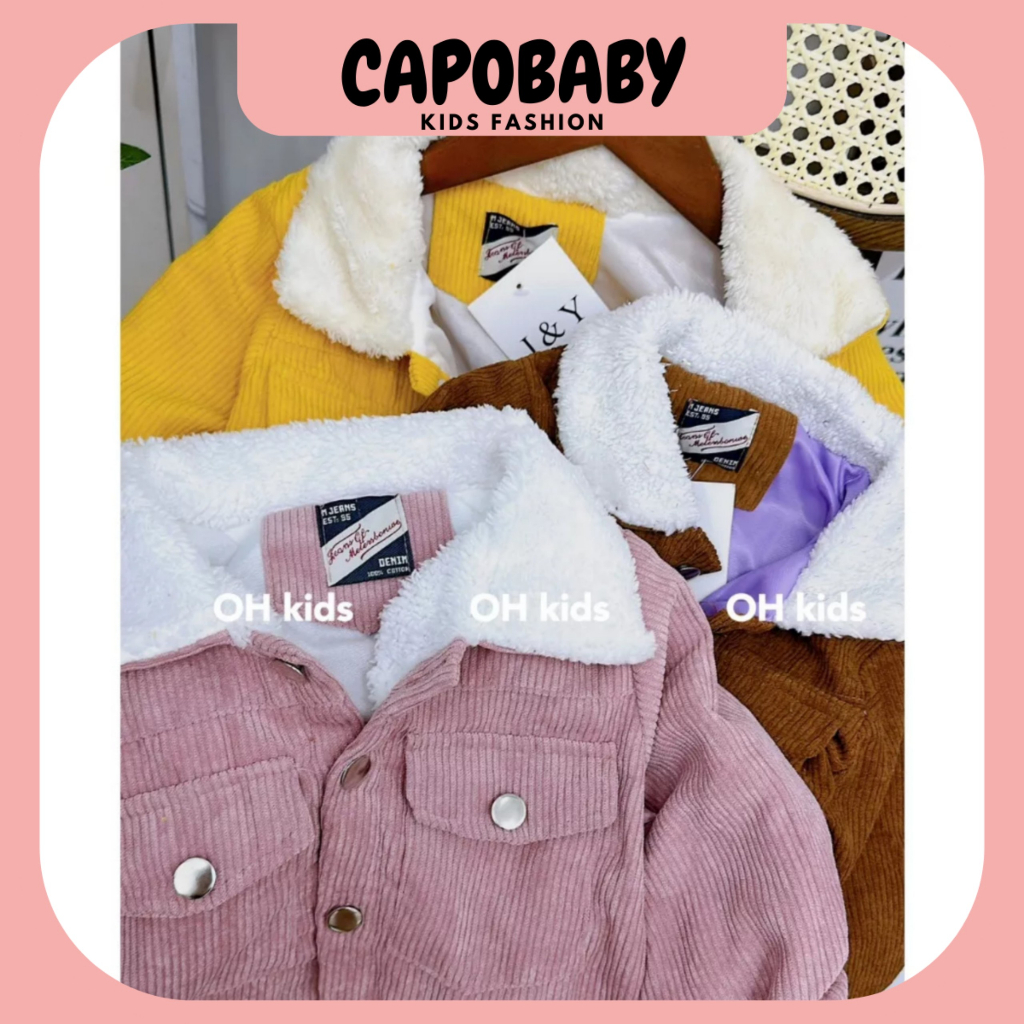 Áo khoác Nhung Tăm Lót Lông Cho Bé Mùa Thu Đông 7-20kg