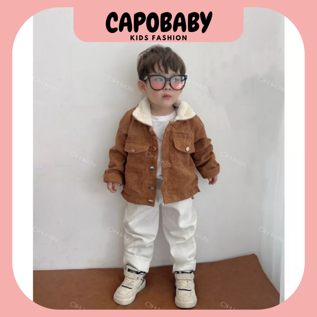 Áo khoác Nhung Tăm Lót Lông Cho Bé Mùa Thu Đông 7-20kg