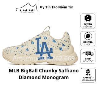 Giày mlb big ball chunky saffiano diamond monogram la dodgers - fullbox - kèm túi mlb size 36-43