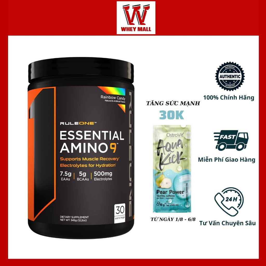 Rule 1 Eaa Essential Amino 9 EAA + 30 Lần Dùng - Hỗ Trợ Phục Hồi Cơ Và Tăng Năng Lượng Tập Luyện