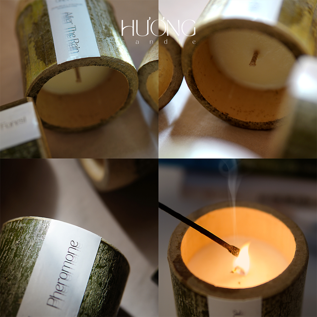 Nến thơm tinh dầu - Nến thơm cốc tre Organic, tinh dầu thiên nhiên giúp thư giãn, hỗ trợ giấc ngủ | HƯƠNG CANDLE
