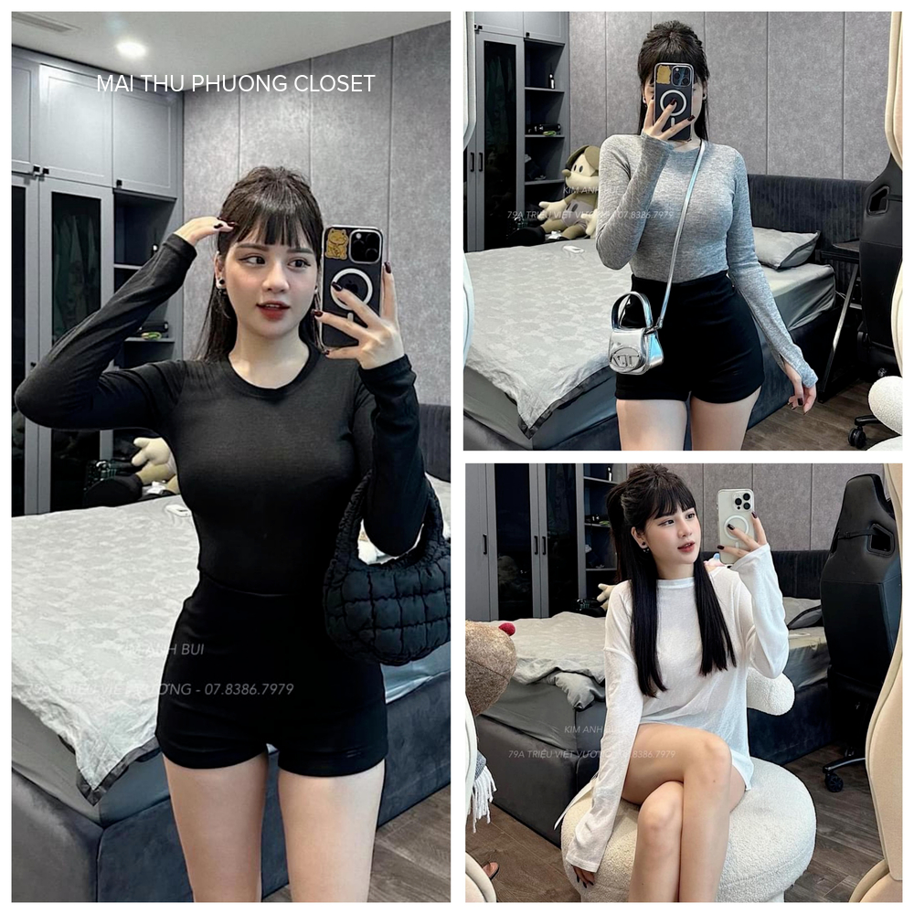 Áo Phông Áo Thun Nữ Dài Tay Dáng Thụng Cotton 40-70KG Bầu Bì 70kg Bon Chen Được mẫu AOPHONGDTAYTRON3MAU. PT233