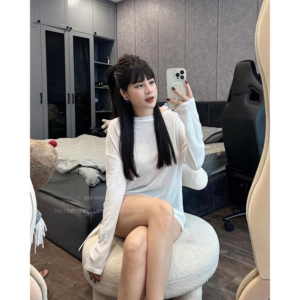 Áo Phông Áo Thun Nữ Dài Tay Dáng Thụng Cotton 40-70KG Bầu Bì 70kg Bon Chen Được mẫu AOPHONGDTAYTRON3MAU. PT233