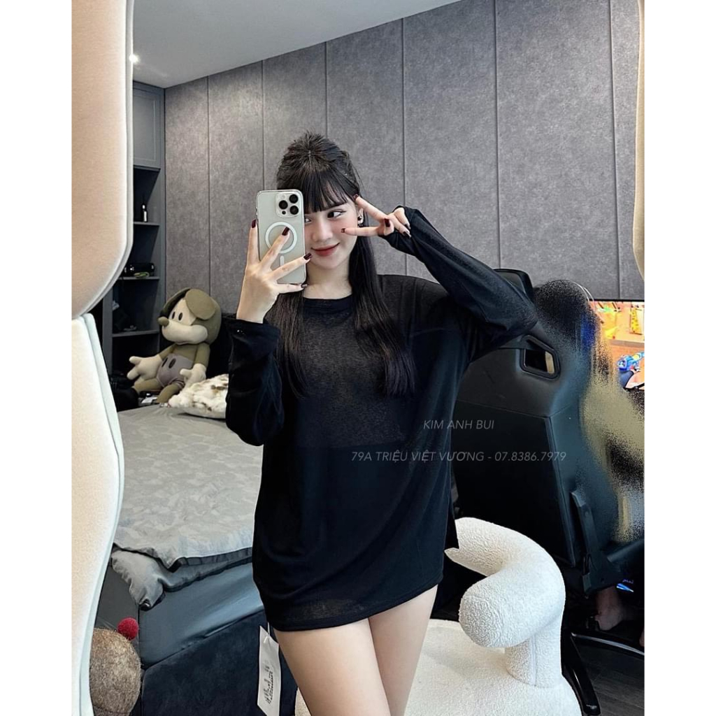 Áo Phông Áo Thun Nữ Dài Tay Dáng Thụng Cotton 40-70KG Bầu Bì 70kg Bon Chen Được mẫu AOPHONGDTAYTRON3MAU. PT233