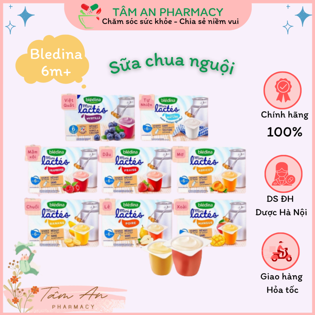 Sữa chua nguội Bledina Pháp cho bé ăn dặm từ 6 tháng tuổi [Tách lẻ hộp]