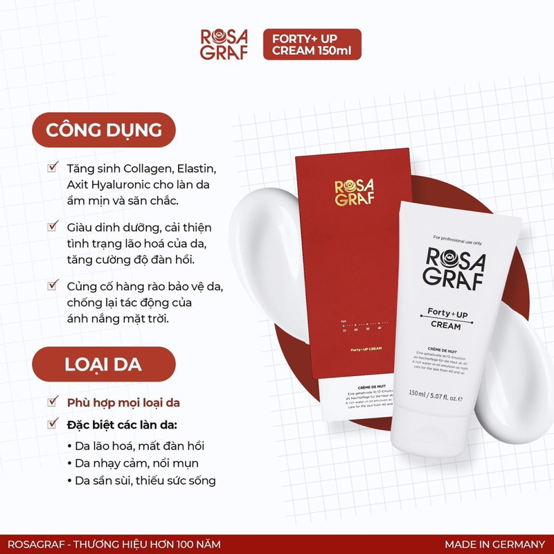 Kem dưỡng ROSAGRAF Forty Plus Up Cream 150ml Bebalance