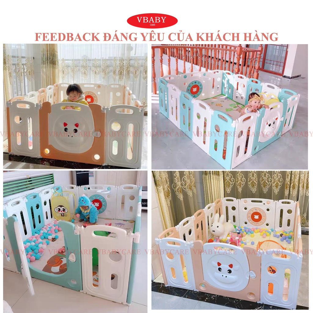 Quây Cũi Nhựa Cho Bé VBABY - Gấp Gọn Hình Bò & Hình Gấu