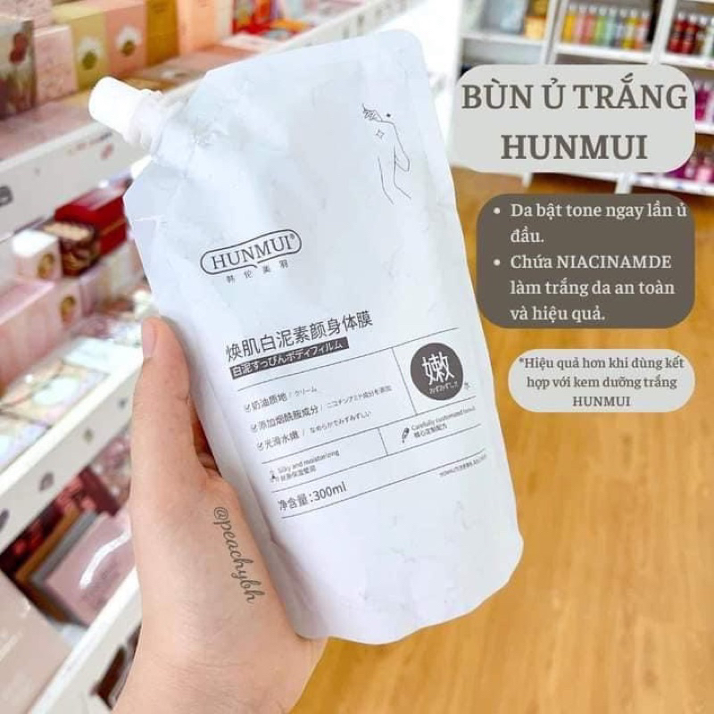 Kem ủ trắng Hunmui tắm trắng body trắng da toàn thân nhanh an toàn, lành tính 300ml