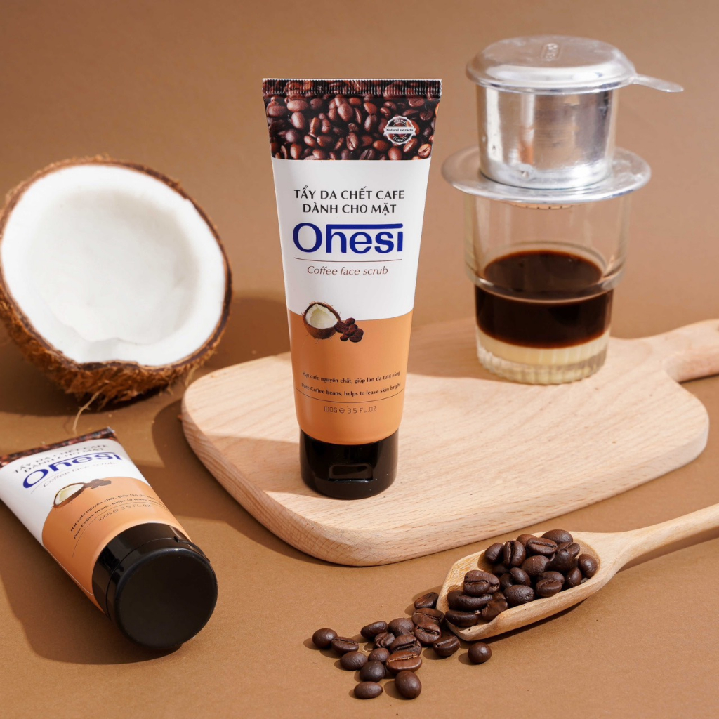 Tẩy Tế Bào chết Cho Mặt Làm Sáng Mịn Da Mờ Thâm Từ Cà Phê Và Dầu Dừa Ohesi 100g