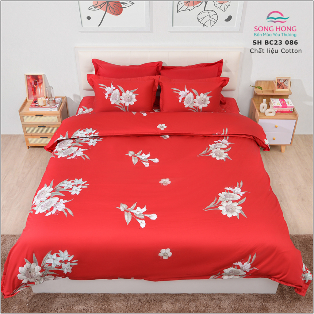 ✔️ Bộ Ga Giường 1m8x2m, ga chần bông - Chất Cotton - Sông Hồng Chính Hãng- Mẫu mã chất lượng bền đẹp.