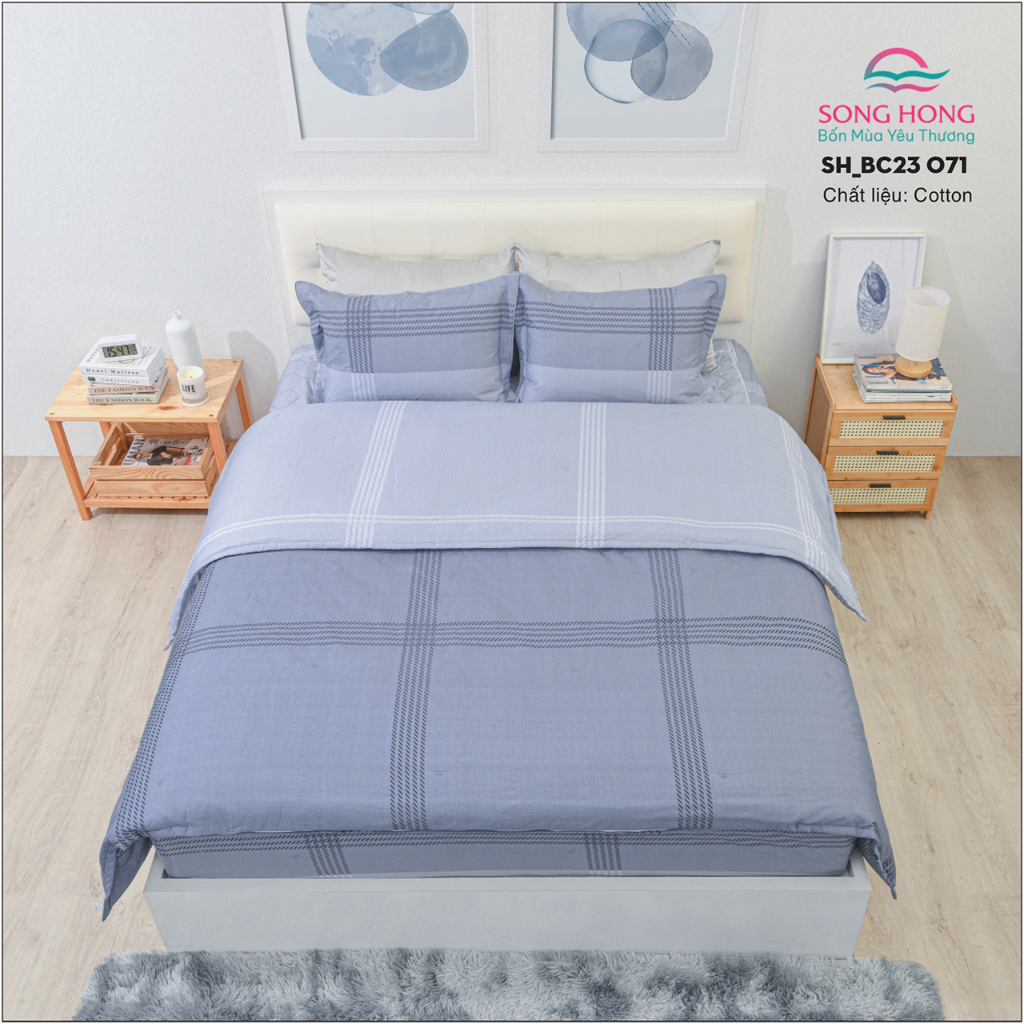 Bộ Ga Chun Không Chần1m8x2m - Chất Cotton - Sông Hồng Chính Hãng- Mẫu mã chất lượng bền đẹp.