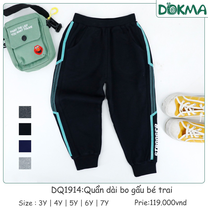 Quần dài da cá dáng thể thao mỏng nhẹ lì cho bé 15-25kg dokma