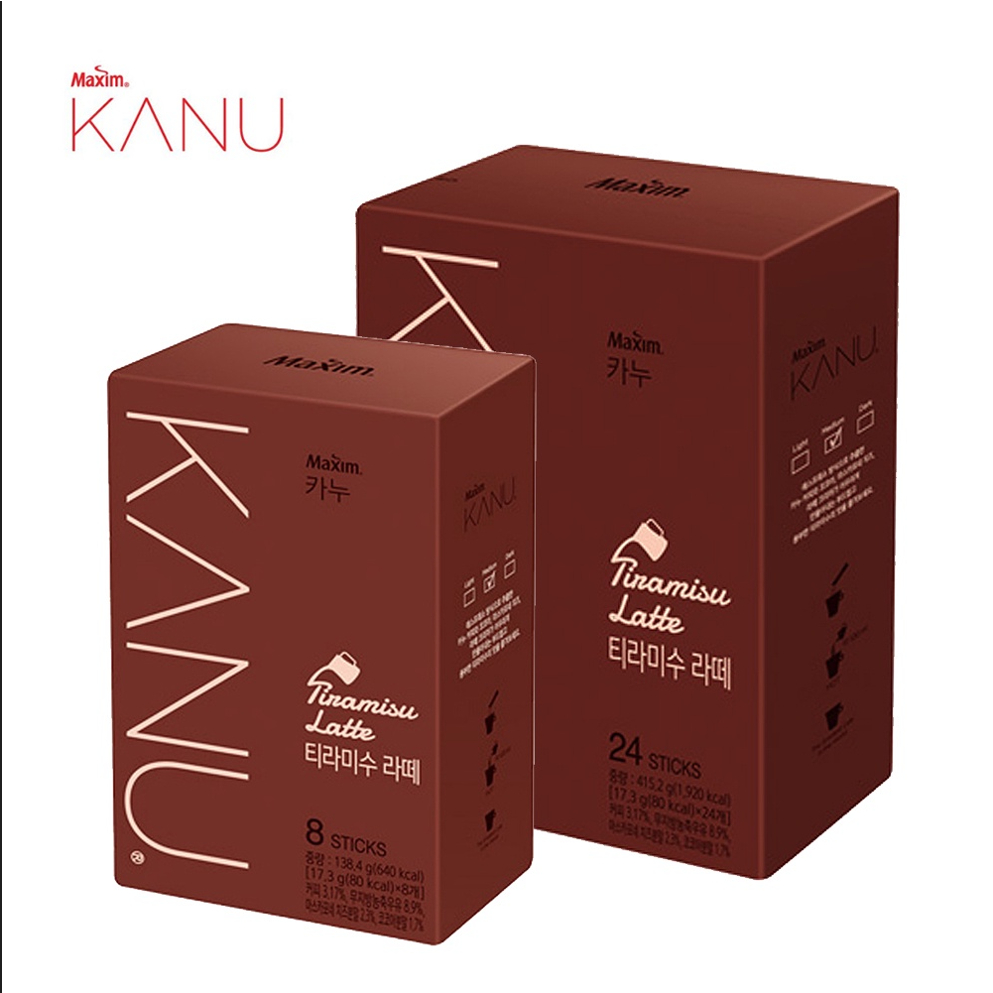 Cà phê hòa tan uống liền dạng thanh MAXIM KANU dòng Latte vị cà phê gấp đôi Decaf Tiramisu 138g