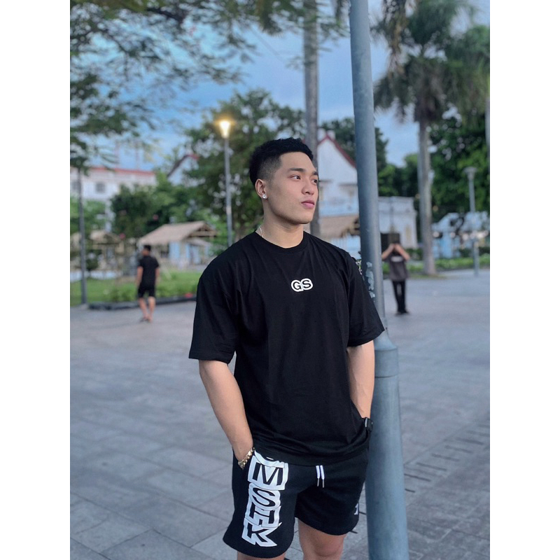 Áo thun thể thao oversize Gym sha.k chữ lưng 100% cotton