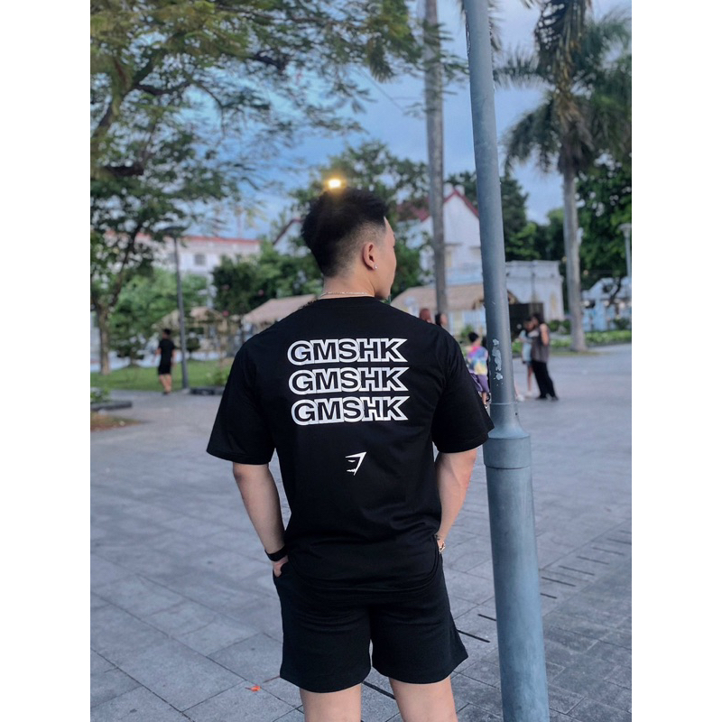 Áo thun thể thao oversize Gym sha.k chữ lưng 100% cotton