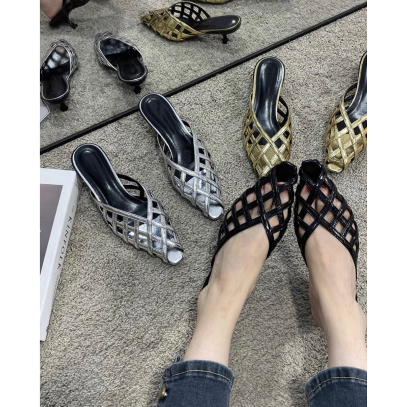 Giày Sục Mũi Vuông Đan Dây Nhiều Màu Size 35-42 Bigsize .