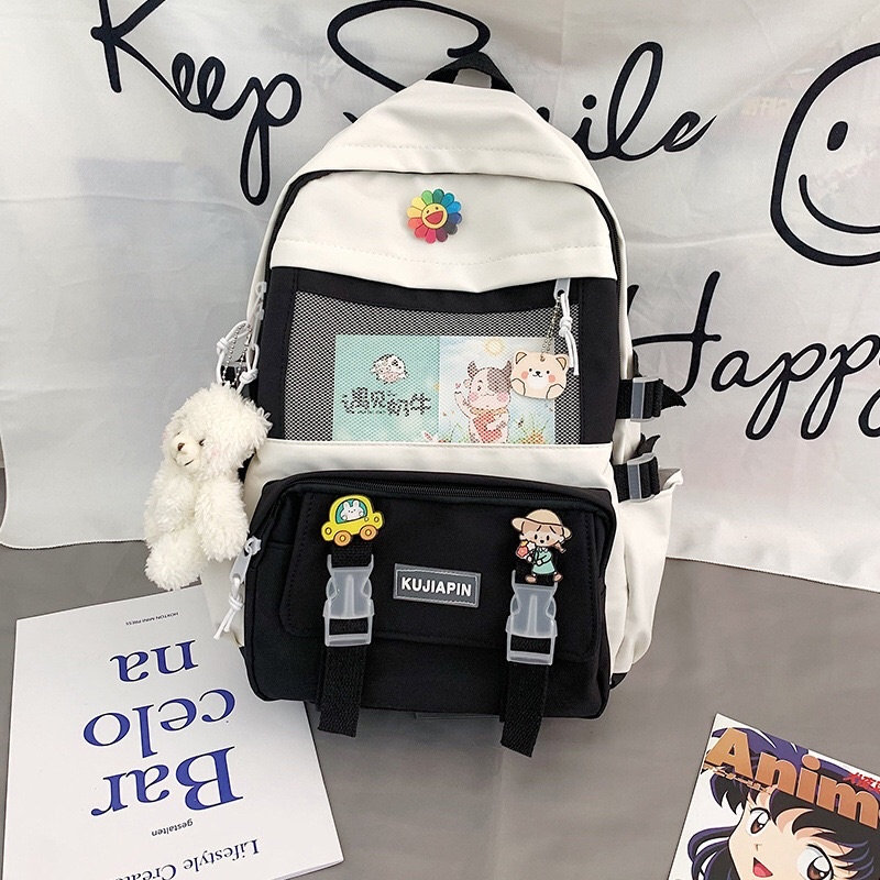 Balo ULZZANG 2 LỚP CHỐNG NƯỚC THỜI TRANG ĐI HỌC ĐI CHƠI DẼ THƯƠNG ĐÁNG YÊU - Cặp xách dễ thương