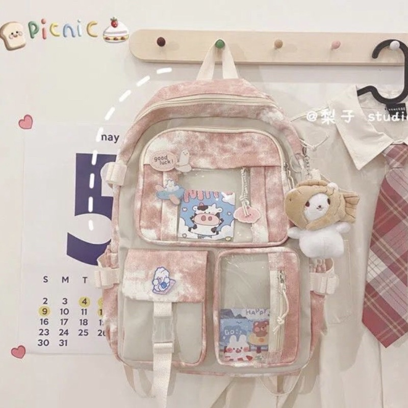 Balo ULZZANG 2 LỚP CHỐNG NƯỚC THỜI TRANG ĐI HỌC ĐI CHƠI DẼ THƯƠNG ĐÁNG YÊU - Cặp xách dễ thương