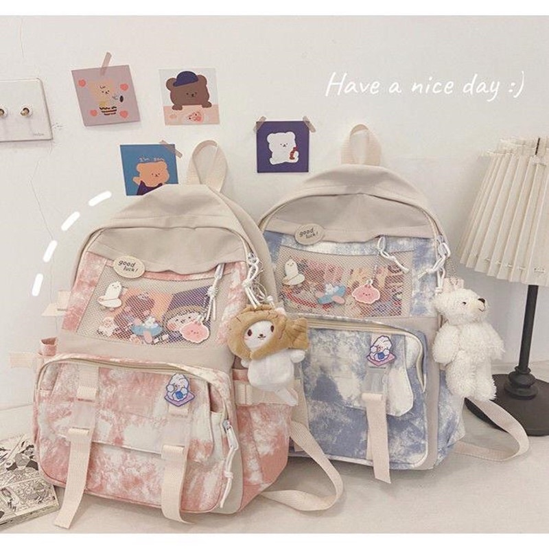 Balo ULZZANG 2 LỚP CHỐNG NƯỚC THỜI TRANG ĐI HỌC ĐI CHƠI DẼ THƯƠNG ĐÁNG YÊU - Cặp xách dễ thương