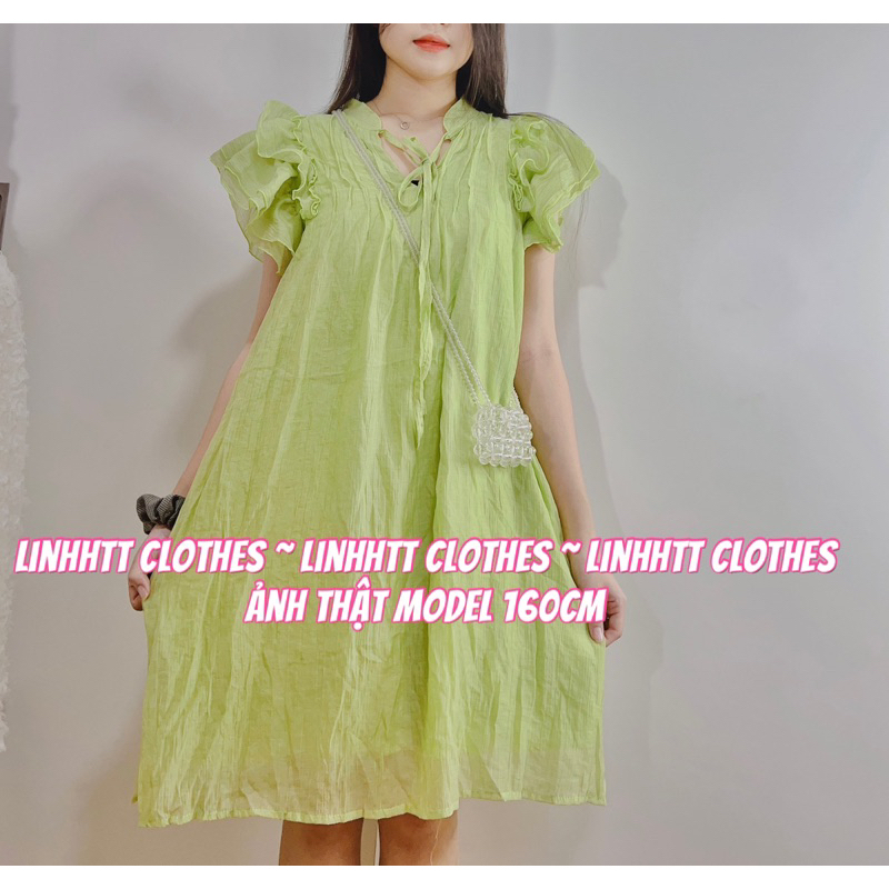 Đầm cánh tiên dáng ngắn 2 lớp đũi tơ váy babydoll xoè