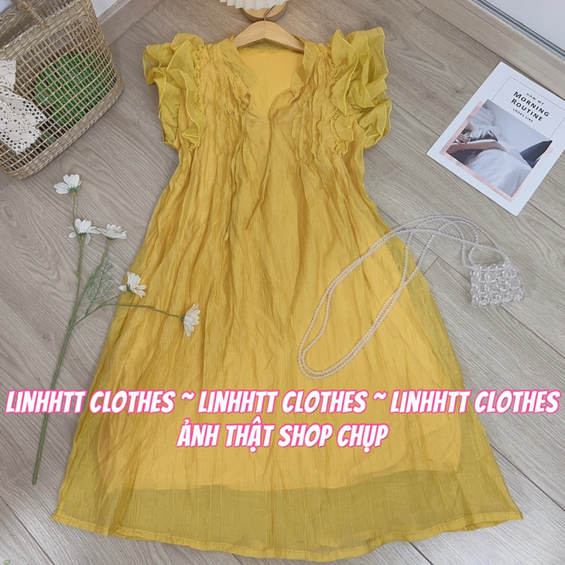 Đầm cánh tiên dáng ngắn 2 lớp đũi tơ váy babydoll xoè