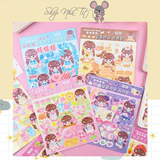 🌸Sticker cute 🌸Set 2 tấm atiker hình dán trẻ em pocket book lấp lánh trang trí sổ bìa sách dễ thương🌸
