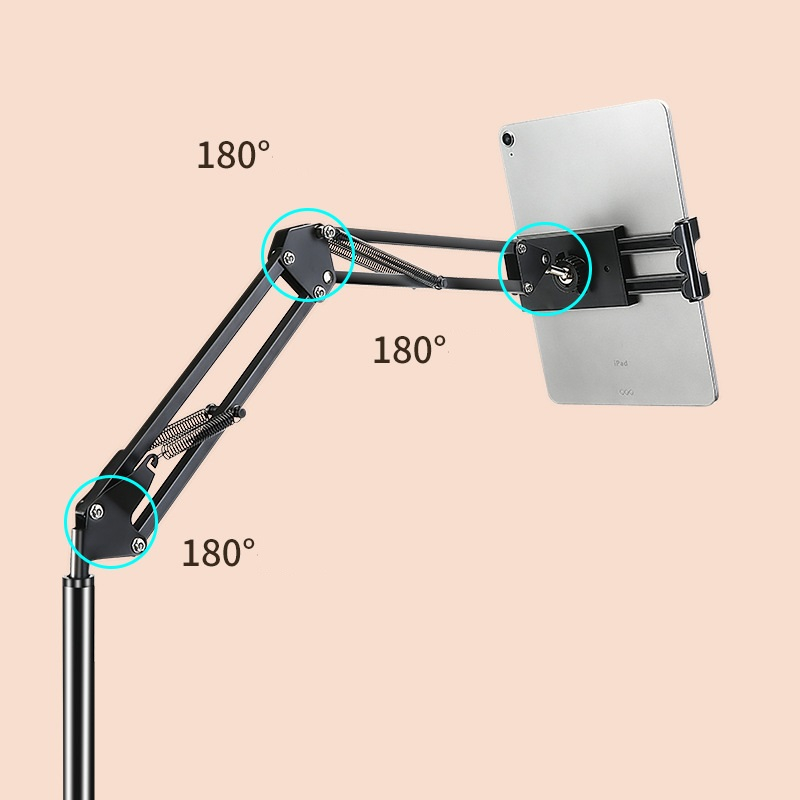 Chân đỡ ipad đứng đa năng thân nhôm cao cấp, chỉnh độ cao 135cm xoay 360 linh hoạt chống rung xem phim,quay video