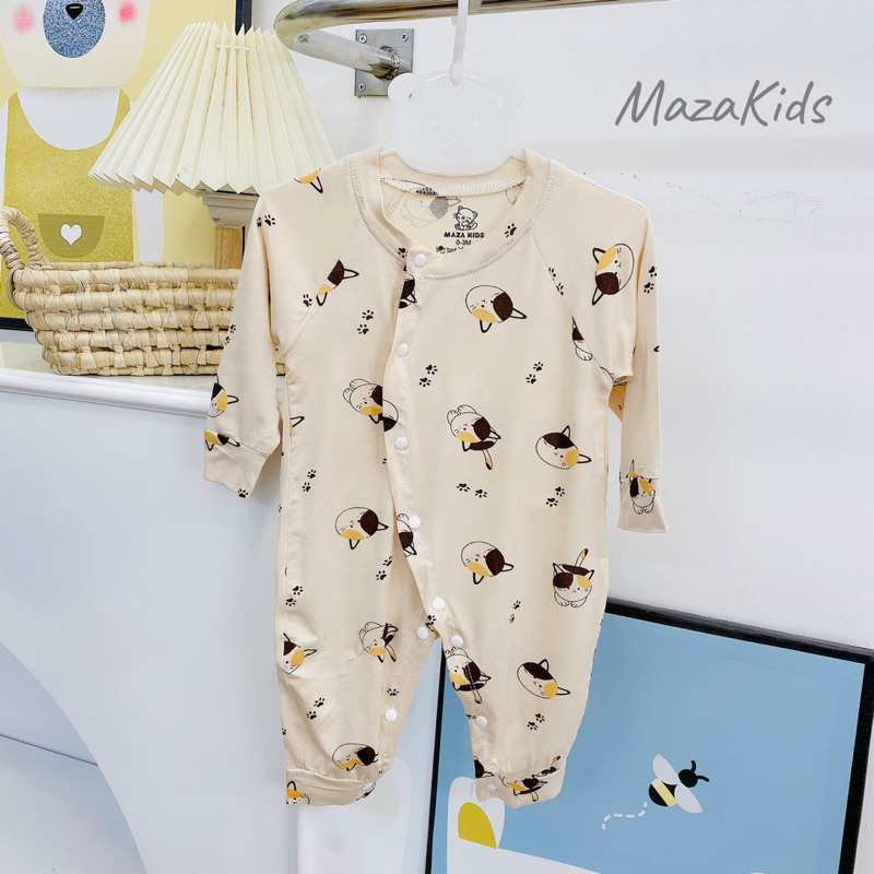 Body dài tay cho bé thun lạnh peptit Mazakids Bodysuit sơ sinh bé trai bé gái