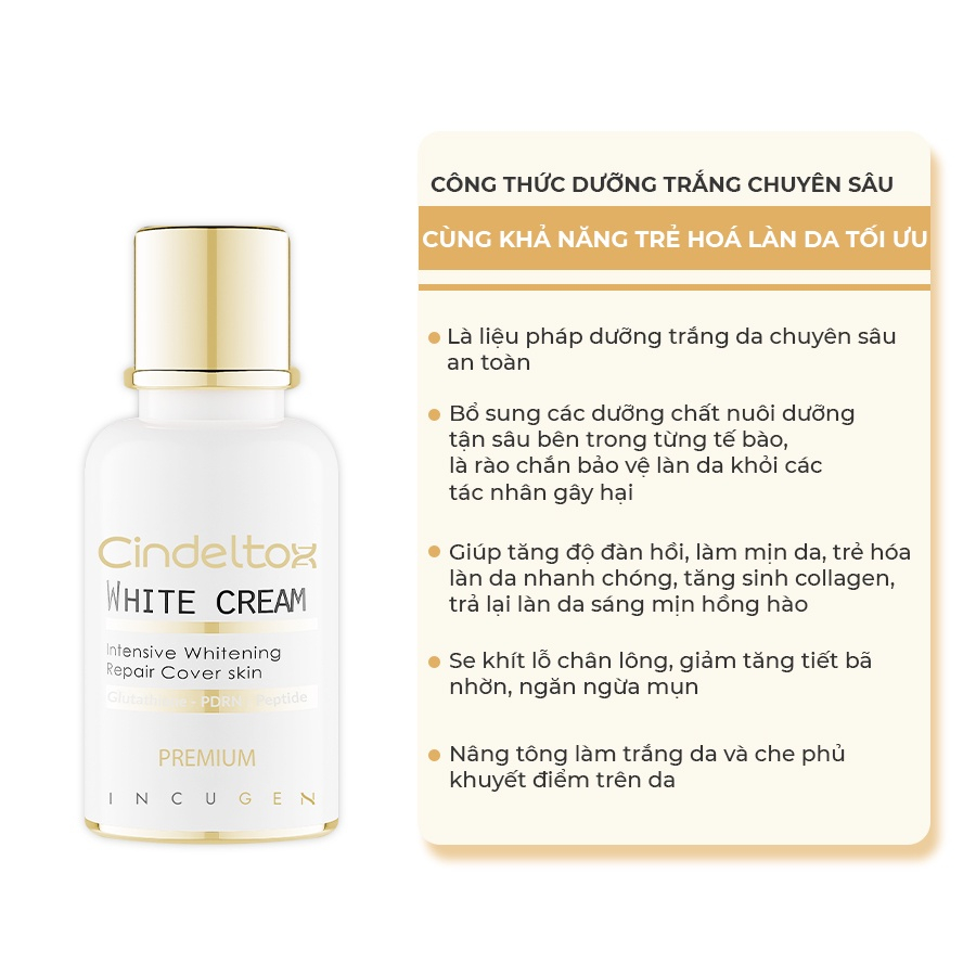 Kem Truyền Trắng Nâng Tông Cindeltox White Cream 50ml