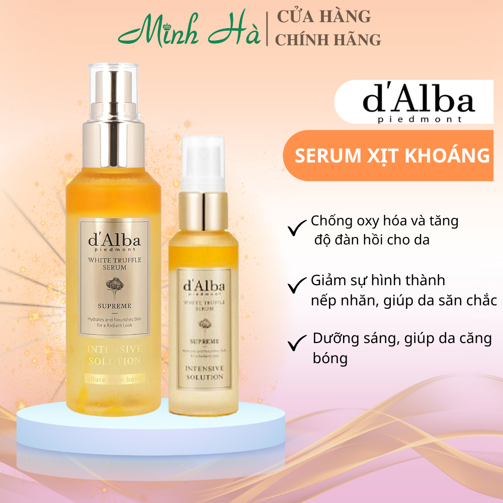Serum dạng xịt cấp ẩm, sáng da D'ALBA White Truffle Supreme Intensive Solution 50ml