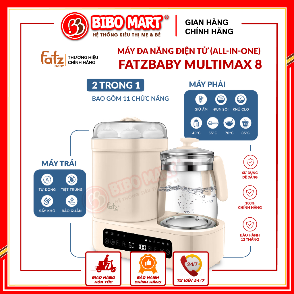 Máy Tiệt Trùng Và Hâm Nước Pha Sữa Fatz Baby Multimax 7 / 8 - Bảo Hành 12 Tháng - CHÍNH HÃNG