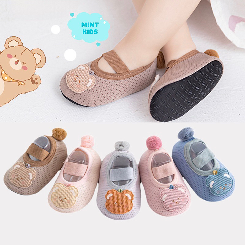 Giày Vải Tập Đi Chống Trơn Trượt Hình Gấu Cho Bé 3-18 Tháng TH-01