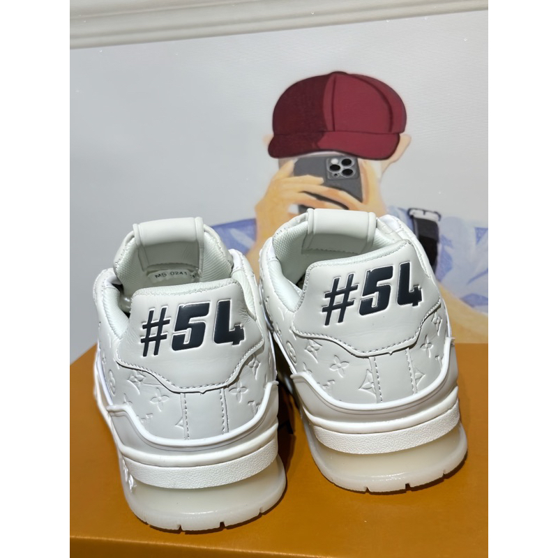 Giày luxury lv trắng dập logo nam nữ