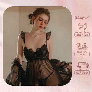 Váy ngủ ren hai dây babydoll - b.lingerie