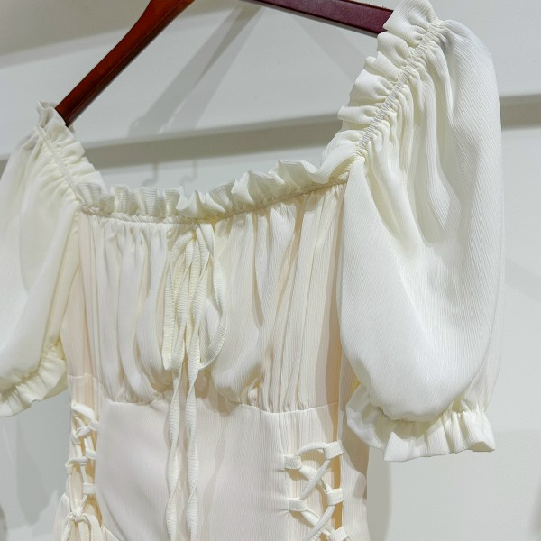 Đầm voan nhún 34DA008 34 Bigsize thời trang nữ đầm voan tiểu thư, thắt eo phối dây dễ thương từ 50kg đến 75kg