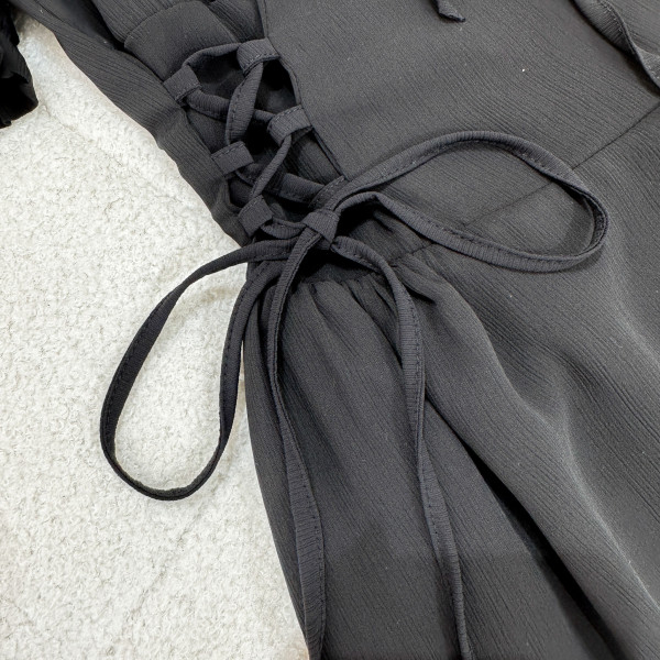 Đầm voan nhún 34DA008 34 Bigsize thời trang nữ đầm voan tiểu thư, thắt eo phối dây dễ thương từ 50kg đến 75kg