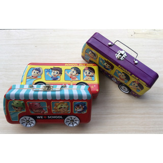 Hộp đựng bút hình xe school bus - hộp bút thiếc 2 ngăn