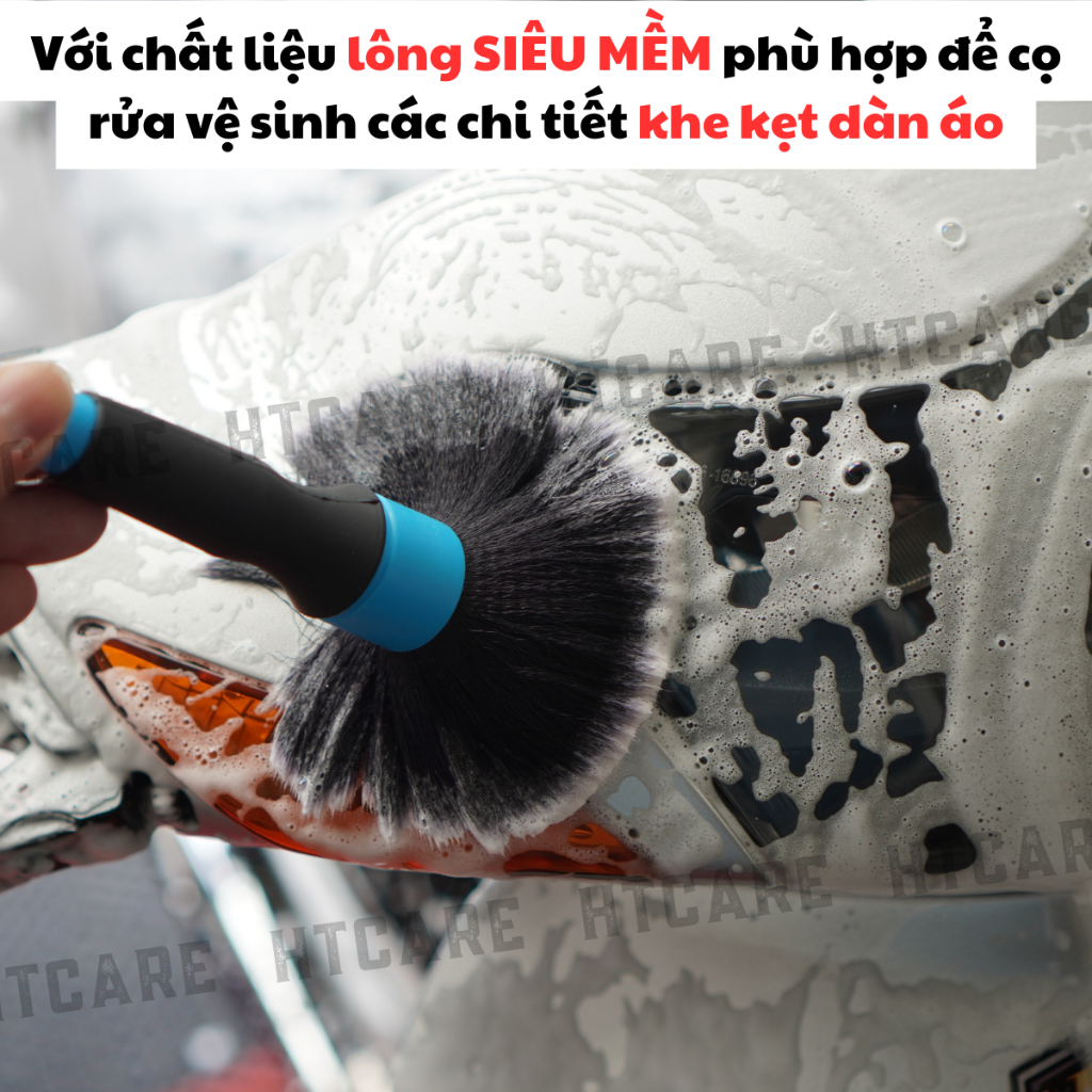 Cọ Lông Siêu Mềm Cao Cấp HTCARE dùng rửa dàn áo đồ chơi, nội thất ô tô xe máy