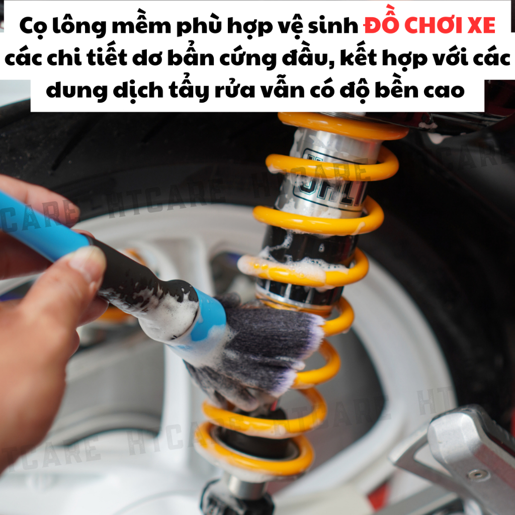 Cọ Lông Siêu Mềm Cao Cấp HTCARE dùng rửa dàn áo đồ chơi, nội thất ô tô xe máy