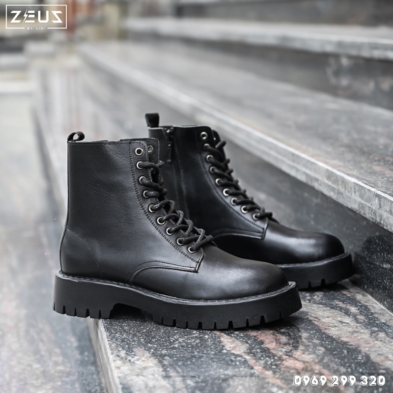 Giày Combat Boots Nam Nữ Tăng Chiều Cao ZEUS DC-04 Đen