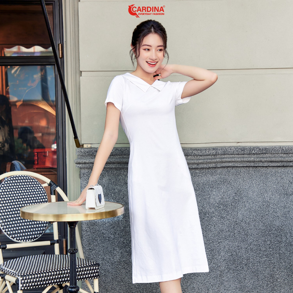 Đầm Polo Nữ 𝐂𝐀𝐑𝐃𝐈𝐍𝐀 Chất Cotton Cao Cấp Cổ Đức Dáng Dài Có Cúc Sau Điệu Đà 3VAD04