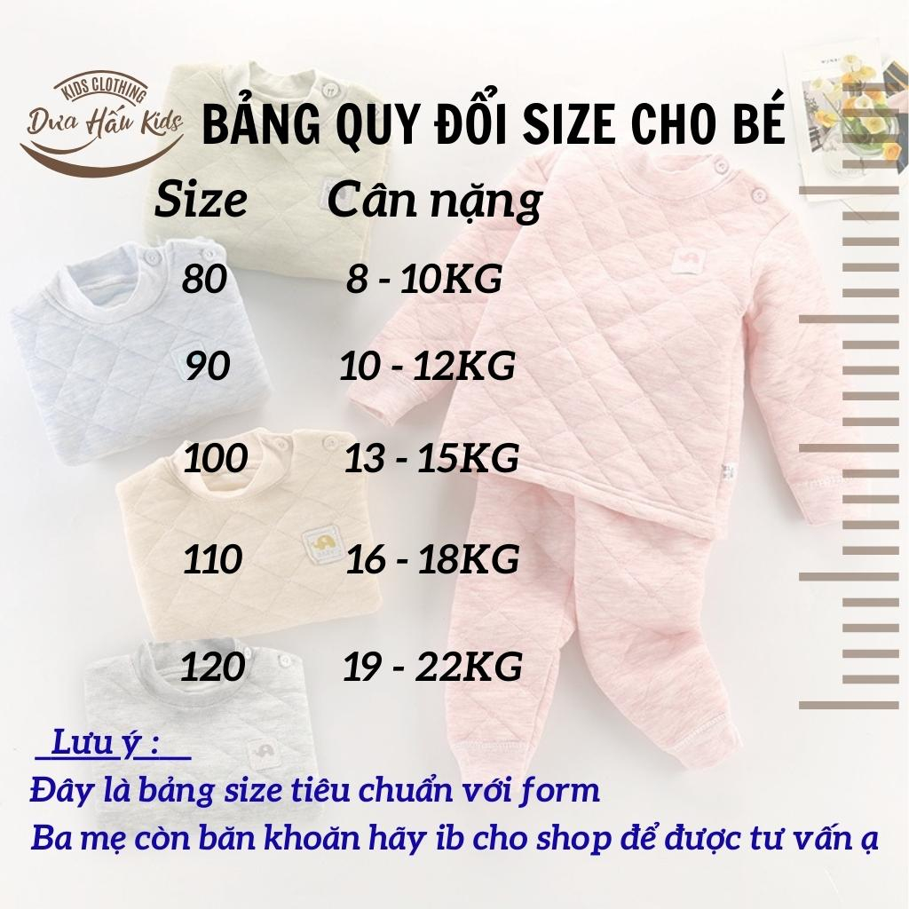 Bộ nỉ trần bông cho bé, bộ trần bông cao cấp cài vai cho bé trai bé gái mặc thu đông.