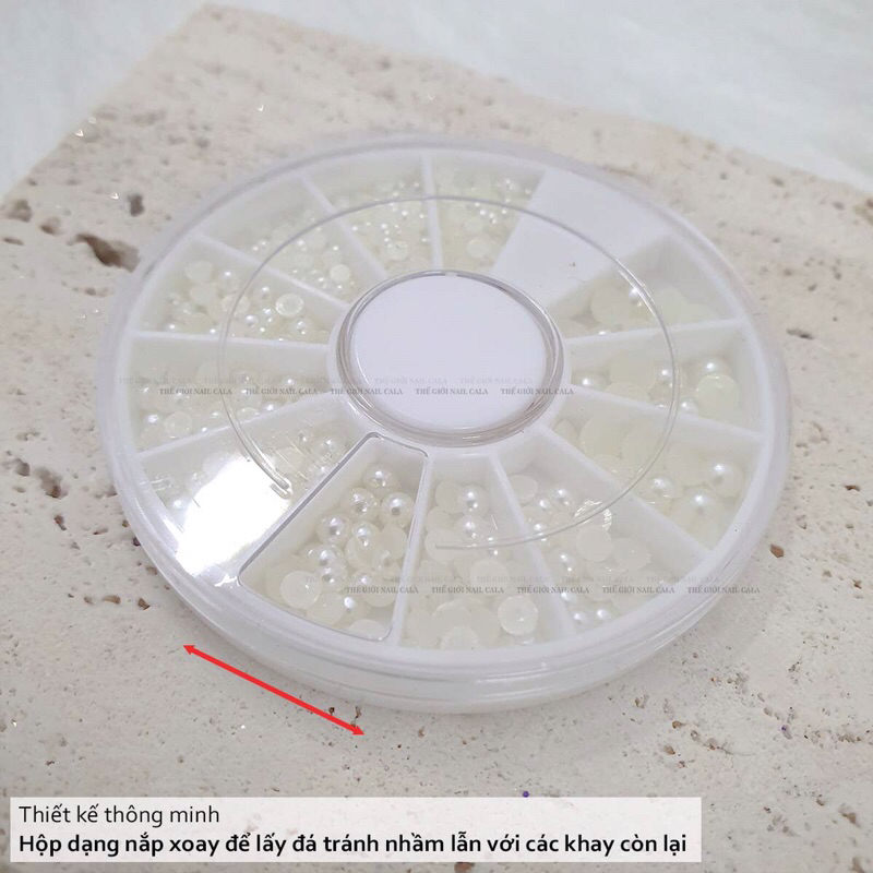 Khay trai nửa mix size, khay trai trắng chia size 12 ô