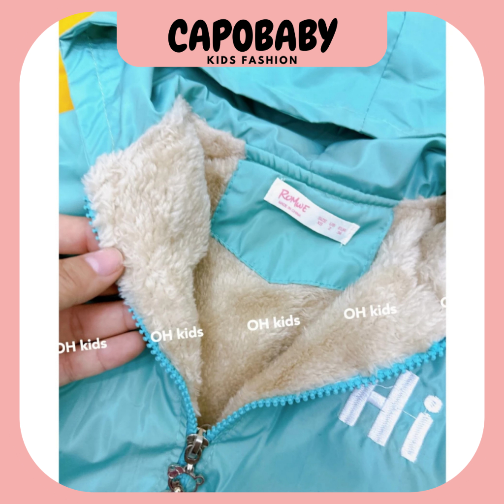 Áo Khoác Gió Lót Lông có mũ hình Hươu thêu cho bé 7-20kg
