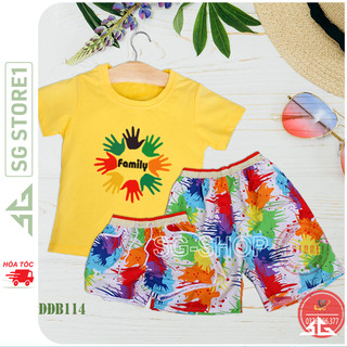 Quần áo đi biển cho hội nhóm gia đình nam nữ bộ gồm áo thun và quần short nổi bật DDB114 | SGSTORE1