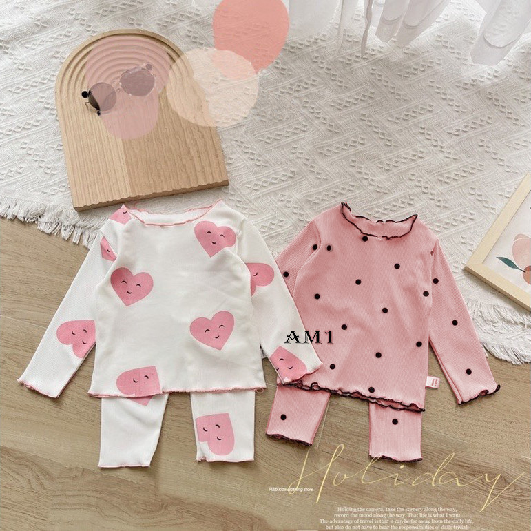 Đồ bộ bé gái dài tay QATE776 TB69 - đồ bộ tăm thu đông quần áo trẻ em TB373