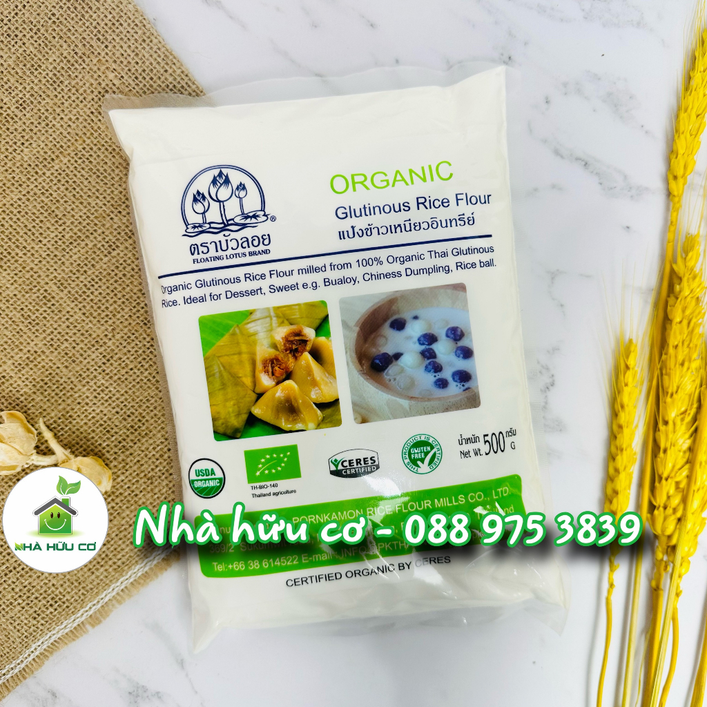 BỘT GẠO NẾP hữu cơ (xay ướt) 500g/100g - Dùng nấu chè, bếp nếp,bánh giầy, bánh trôi .. - Nhà hữu cơ