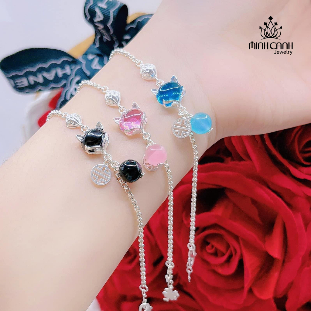 Lắc Tay Hồ Ly Bạc Đá Màu - Minh Canh Jewelry