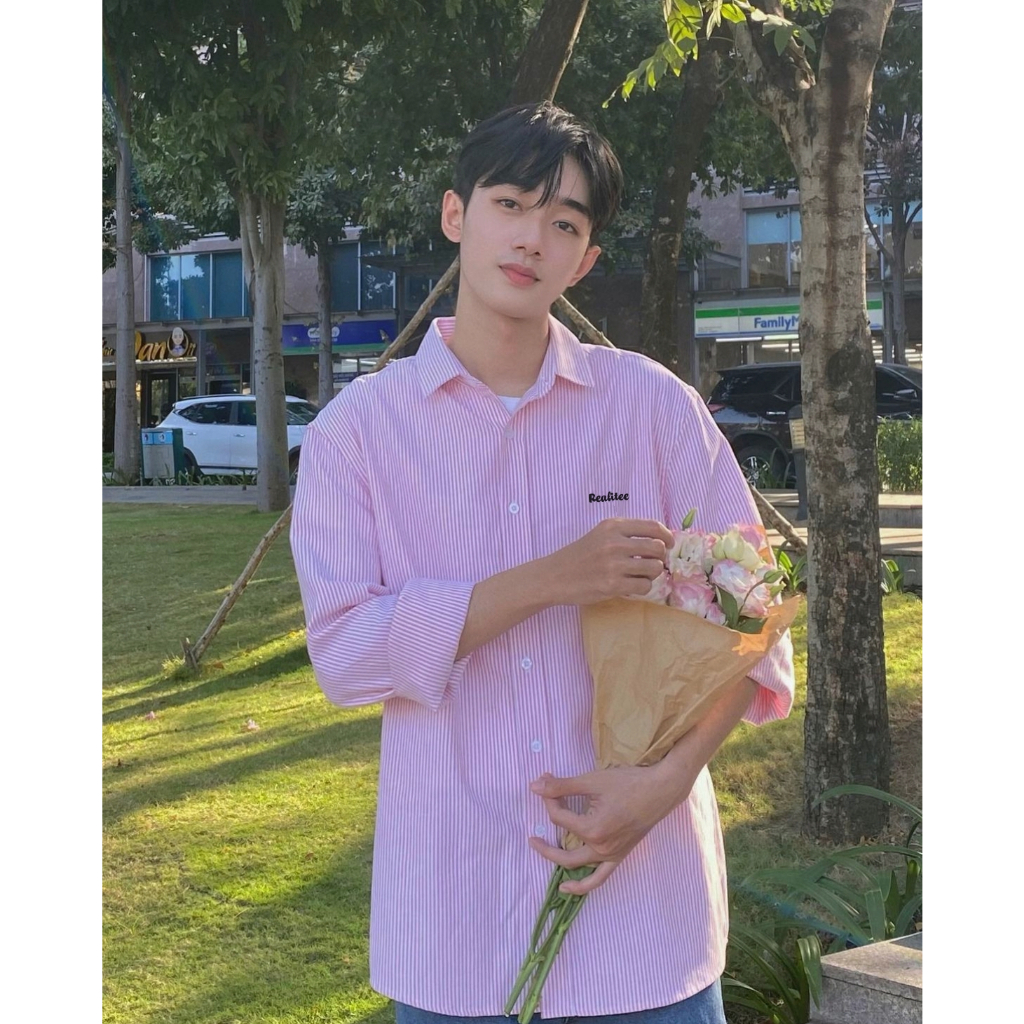 Áo Sơ Mi Dài Tay Vải Cotton Oxford Kẻ Sọc Dáng Rộng REALITEE