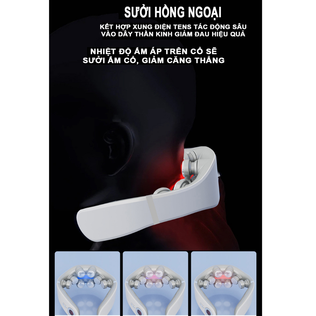 Máy Massage Cổ Vai Gáy 8D Điều khiển qua App điện thoại Xung điện Chuyên sâu hiệu quả Bảo hành 5 năm